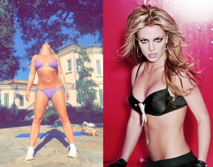 Britney Spears: Noworoczna joga w skąpym bikini (WIDEO)