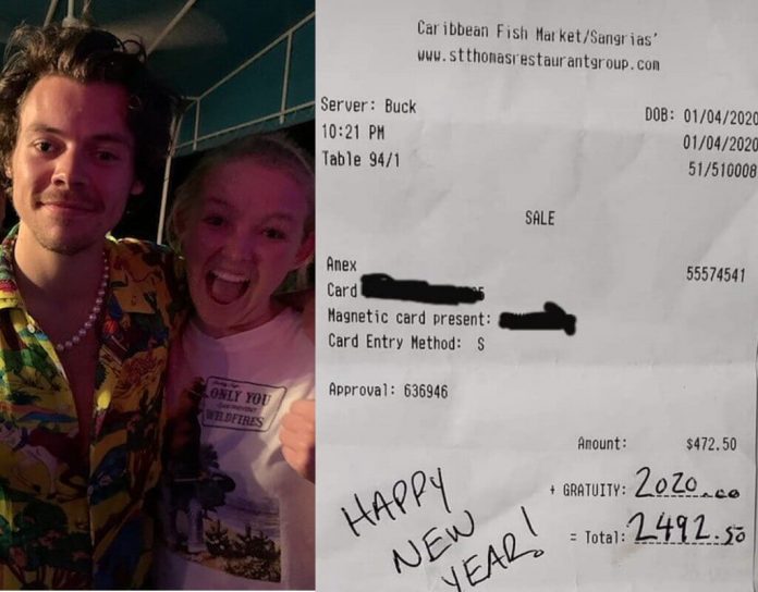 Adele i Harry Styles zostawili w restauracji napiwek w wysokości 2020 dolarów (8364 zł)