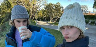 Justin Bieber razem ze swoją żoną Hailey Bieber