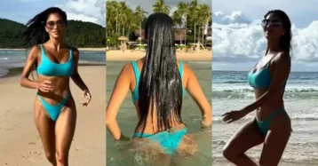 Nicole Scherzinger olśniewa w skąpym bikini na Filipinach. 47-latka wychodzi z wody jak filmowa syrena (ZDJĘCIA)