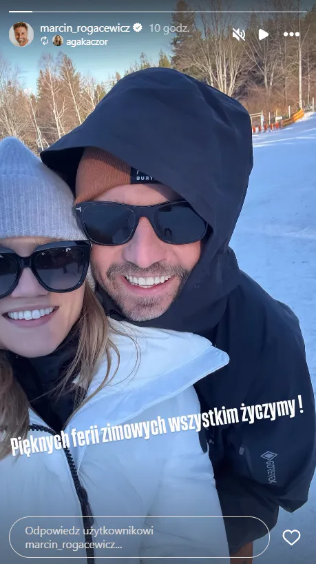 Agnieszka Kaczorowska i Marcin Rogacewicz na feriach