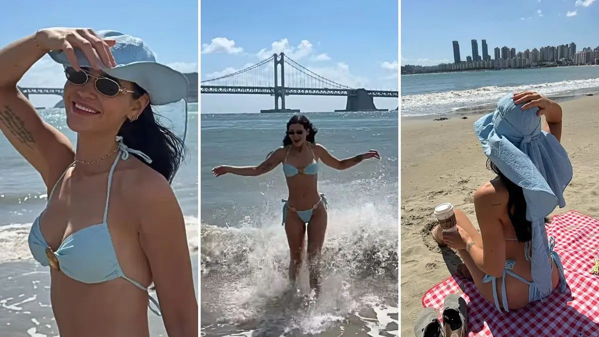 Honorata Skarbek w bikini na plaży w Korei