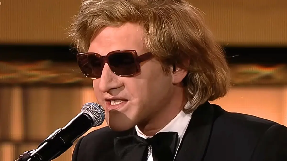 Mateusz Ziółko jako Zbigniew Wodecki w "Twoja Twarz Brzmi Znajomo"