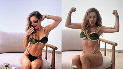 Doda w bikini na hiszpańskim tarasie